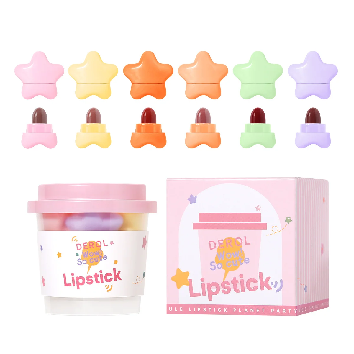 

Long Lasting Easy Color Star Candy Mini Capsule Lipstick Waterproof Matte Lipstick Set, Colorful