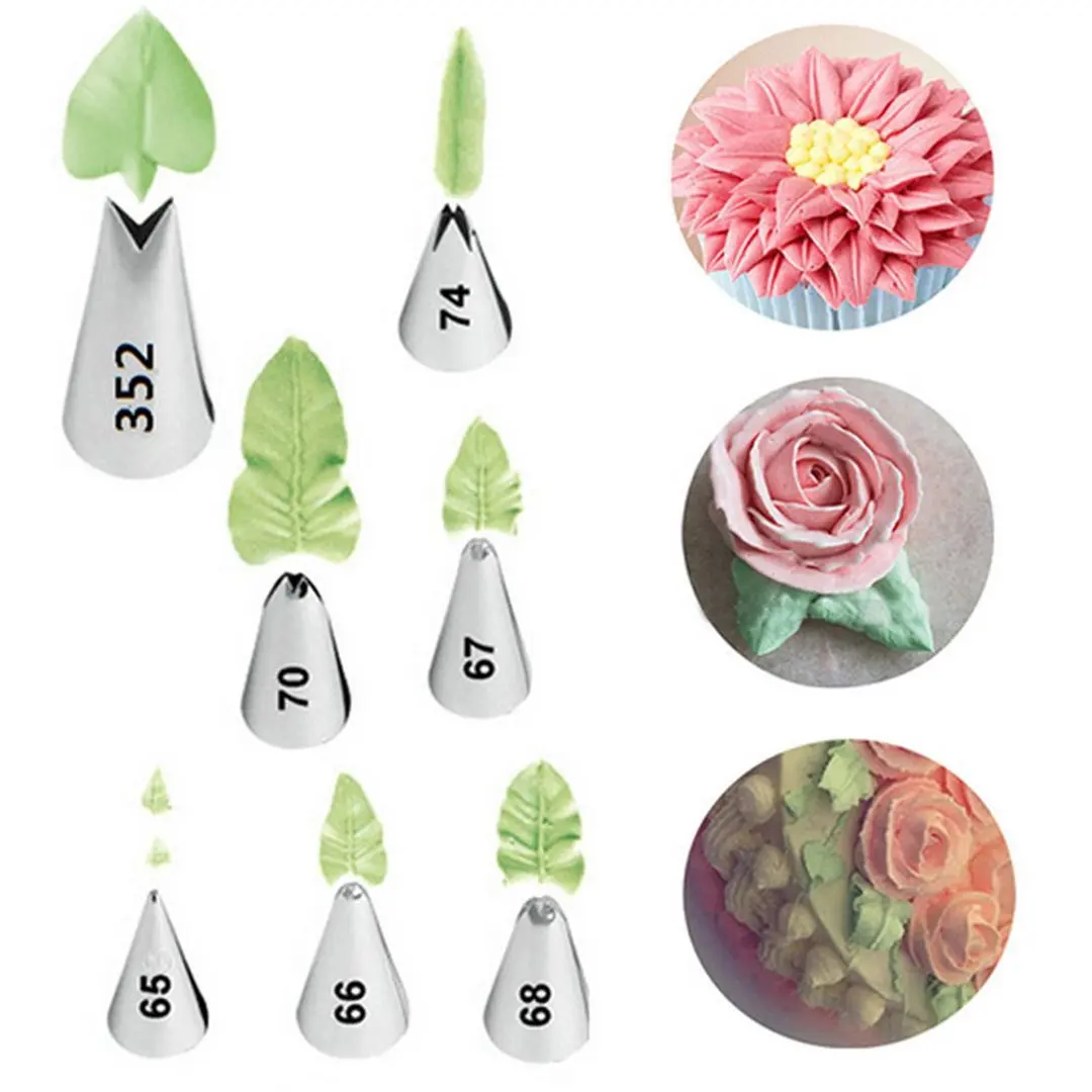 

Amazon hot sell leaf shape icing piping nozzles cake leaf piping tips baking leaf nozzles for baking, Silver