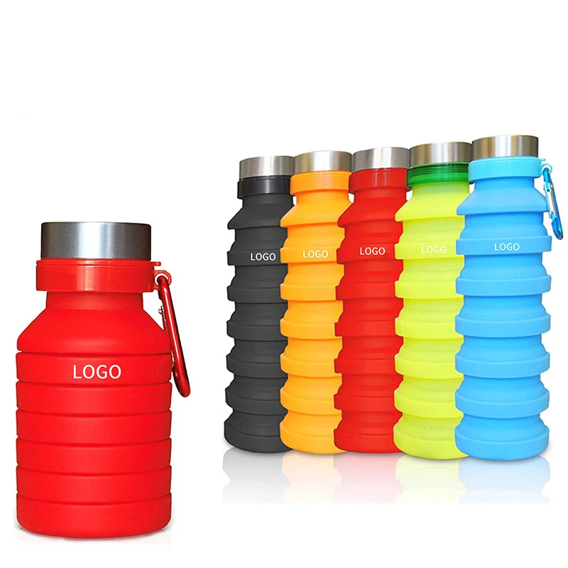 

Portable Leak Proof Sports Outdoor Travel Foldable Reusable Silicone Camping Collapsible Water Bottle For Gym Camping Hiking