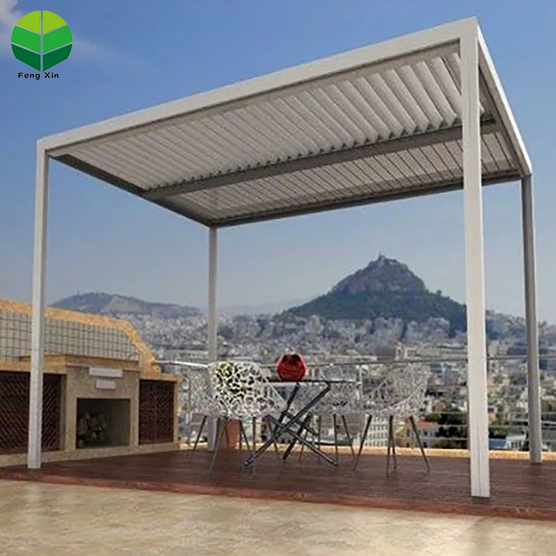 

4*4 Factory Hot Selling Electric Aluminum Pergola Waterproof Flip Louver Roof Outdoor Pergola