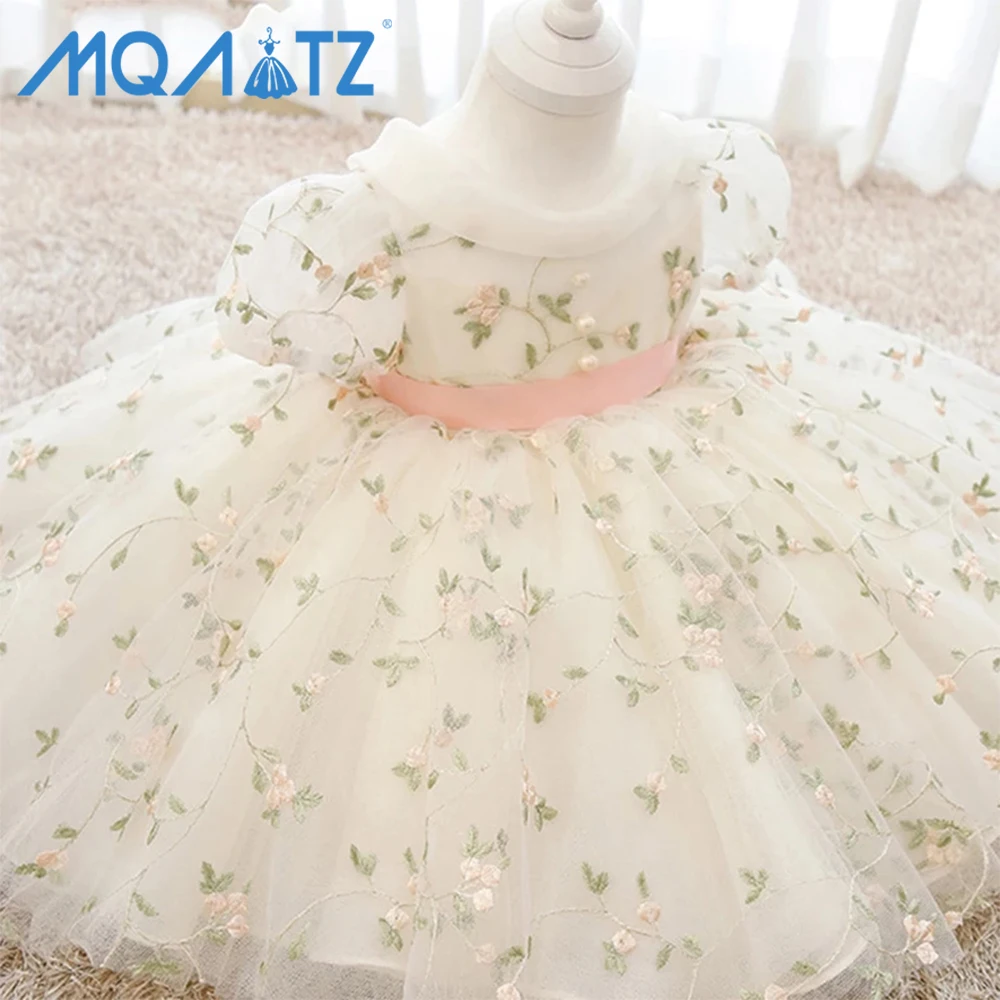 

MQATZ New Style baby Girls Flowers Dresses for Baby Newborn Little Girl Princess TulleEvening Party Dress Christening