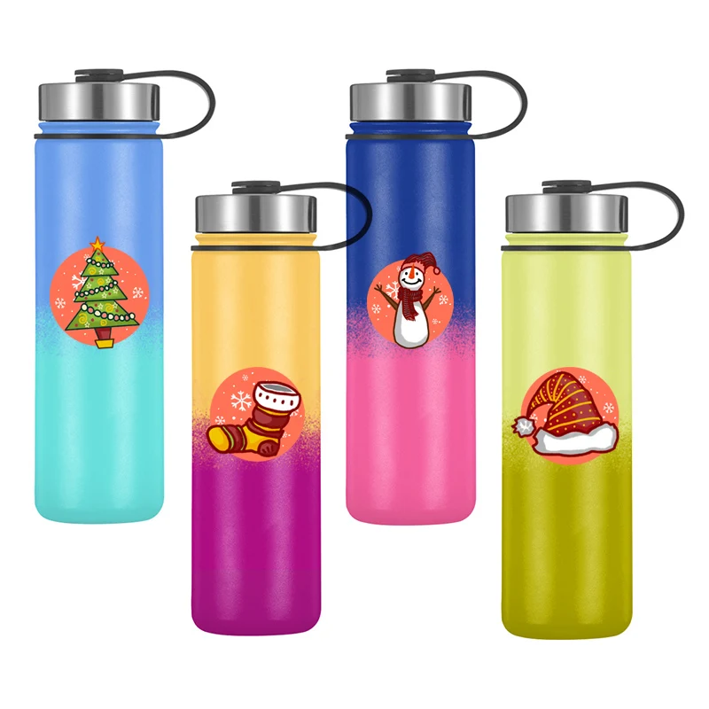 

Hot sale wholesale 18/8 double wall stainless steel insulated vacuum flasks Christmas water bottle with customized logo, Customized color