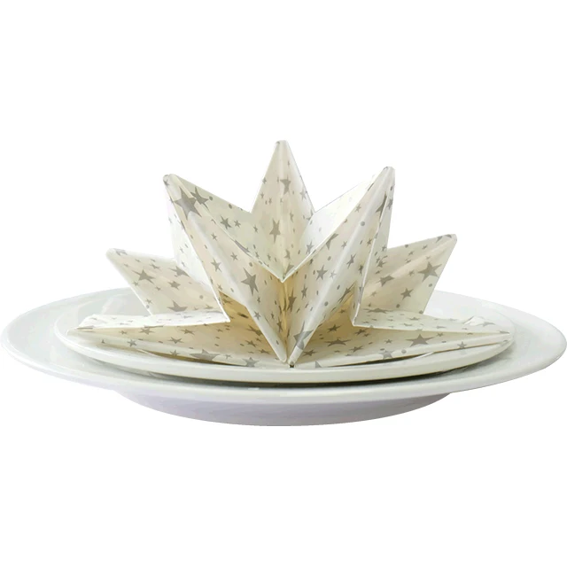 

Pre Folded Napkins With Silver Star For Christmas