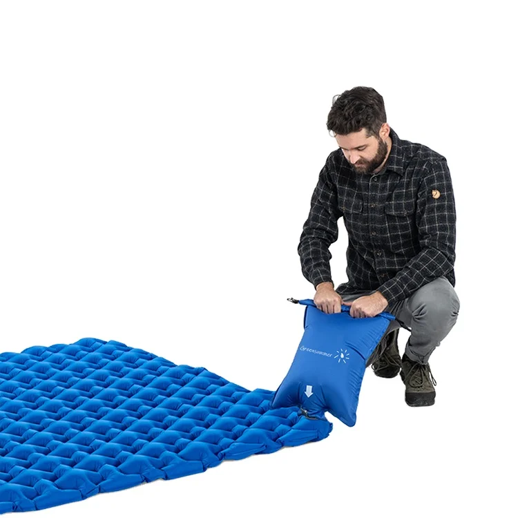 

Zhoya Inflatable Sleeping Pad Best Selling Outdoor Light Weight Self Inflatable double person Sleeping Pad, Dark blue, green