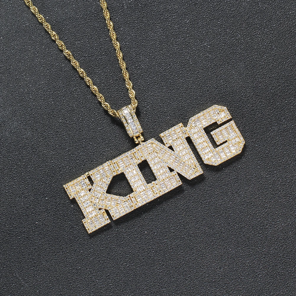 CP20 New Brass Customize Pendant Prong Setting with Zircon Bling Bling Necklace Hip Hop Jewelry