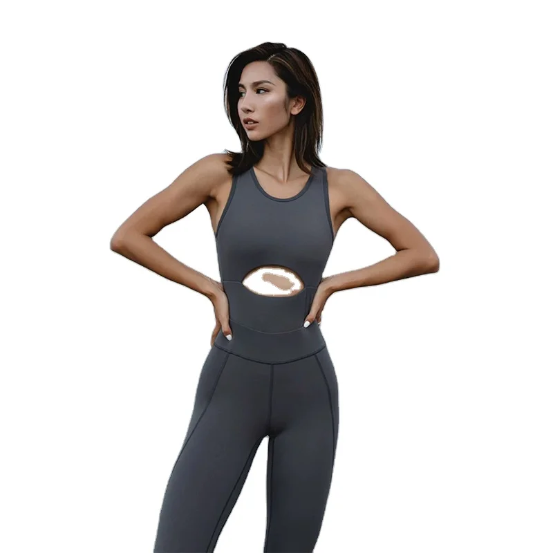 

2020 Sexy Hollow Out popular fitness clothes wholesale backless sports yoga suit gym wear women sleeveless yogo jumpsuit