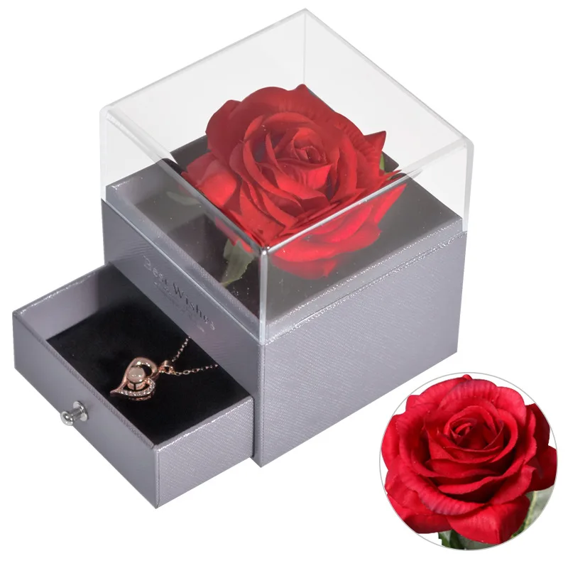 

Eternal Rose with Acrylic Crystal Ring Box Preserved Fresh Flower Mother S Day Valentine S Day Christmas Thanks Gifts for Women