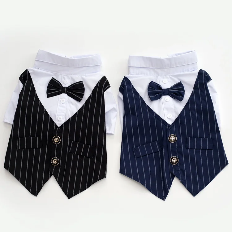

Hot Selling Fashion Dog Clothes Classic Striped Tuxedo Aristocratic Dog Clothes, Black/blue