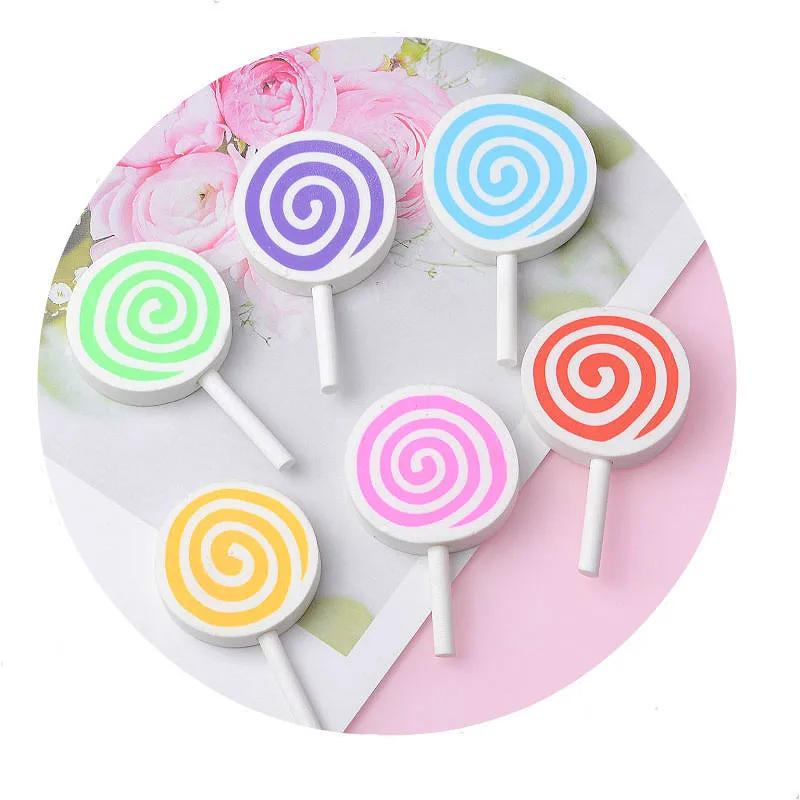 

Free Shipping Kawaii Lollipop Diy Pendant Decoration Polymer Clay Embellishments Cell Phone Case Accessory Polymer Clay Craft, Pink,purple,green,blue,yellow,red