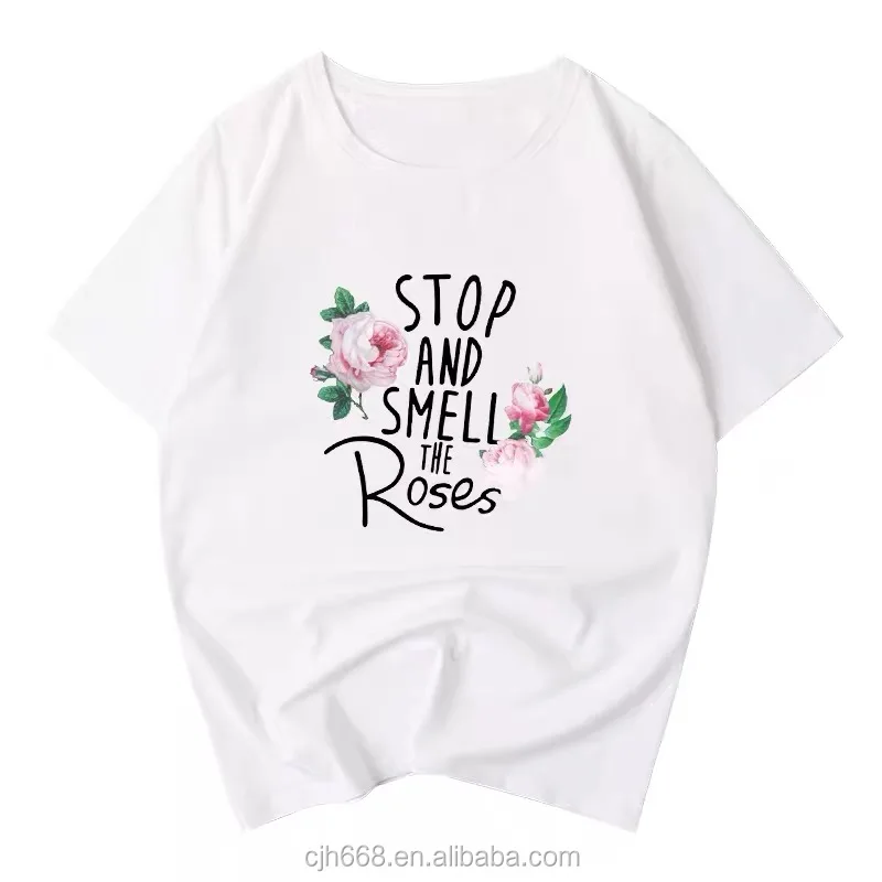 

Chinese style summer 2020 round neck cotton short sleeve letter printed women's T-shirt, White