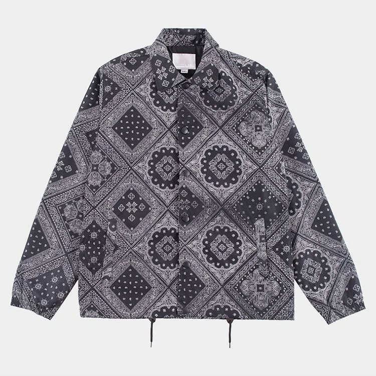 

Wholesale Bandana Print Jacket Softshell Couple Thin Coaches Jacket