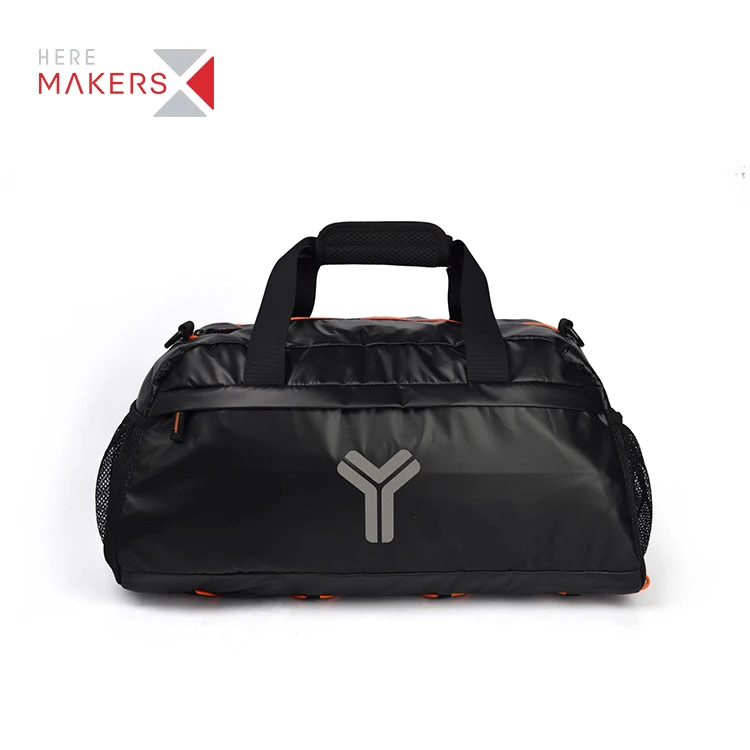 

High Quality Custom Polyester Travel Sports Gym bag waterproof ladies Men Yoga Duffle Bag for Women, Black-orange