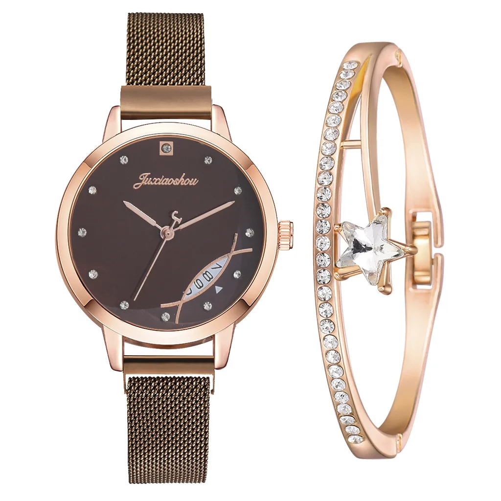 

Drop Shipping With Diamonds Luxury Beautiful Ladies Wristwatches Bracelet Set New Popular Colorful Magnet Women Watch Suit