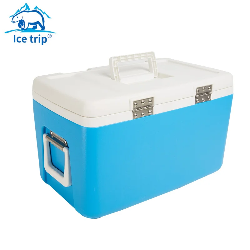 

PU foam double wall insulated portable marine cooler box rotomolded ice box cooler for ice cream, Blue