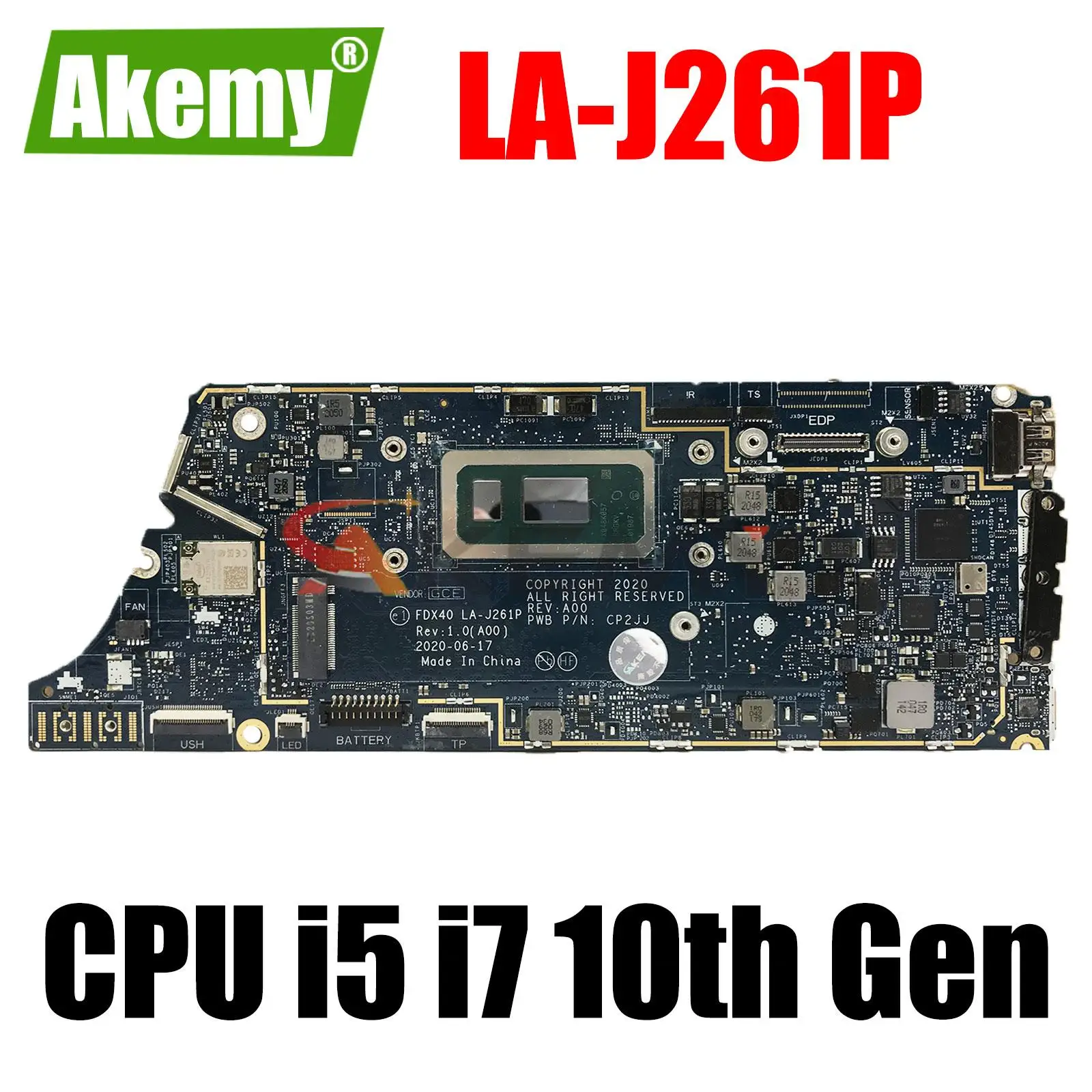 

FDX40 LA-J261P For DELL Latitude 7410 Laptop Mainboard 0FDX40 00N7RN i5 i7 10th Gen 0GYV1X 0XF8WR 8/16/32GB Notebook Motherboard