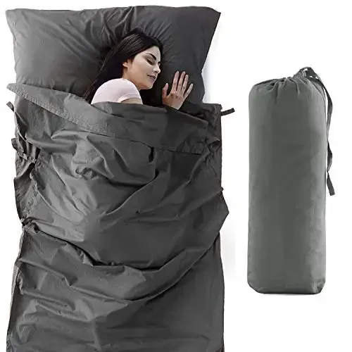 WOQI Lightweight Camping Sheets Travel Sheets Sleeping Bag Liner for Hostel and Travel with Full Length Zipper Sheet Set