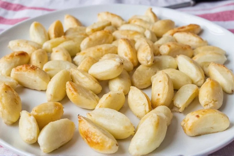 Finished roasted garlic cloves squeezed from skins ready to use in recipes