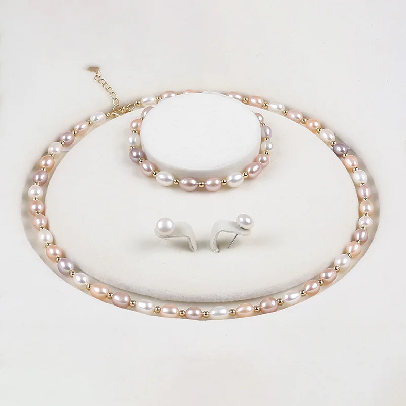 

New Design Ladies Fashion Jewelry Set Natural Baroque Pearl Necklace Jewelry Set