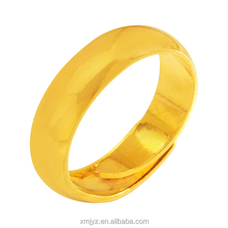 

Aliexpress Ring Female Brass Gold-Plated Opening Bright Face Medium Wide Niche Ring Ins Wind Ring