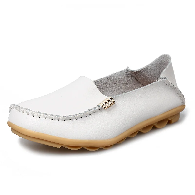 

Fashion Ballet Flats Genuine Leather Summer Women Casual Shoes Flat Loafer Comfortable Slip On soft leather sole Moccasins