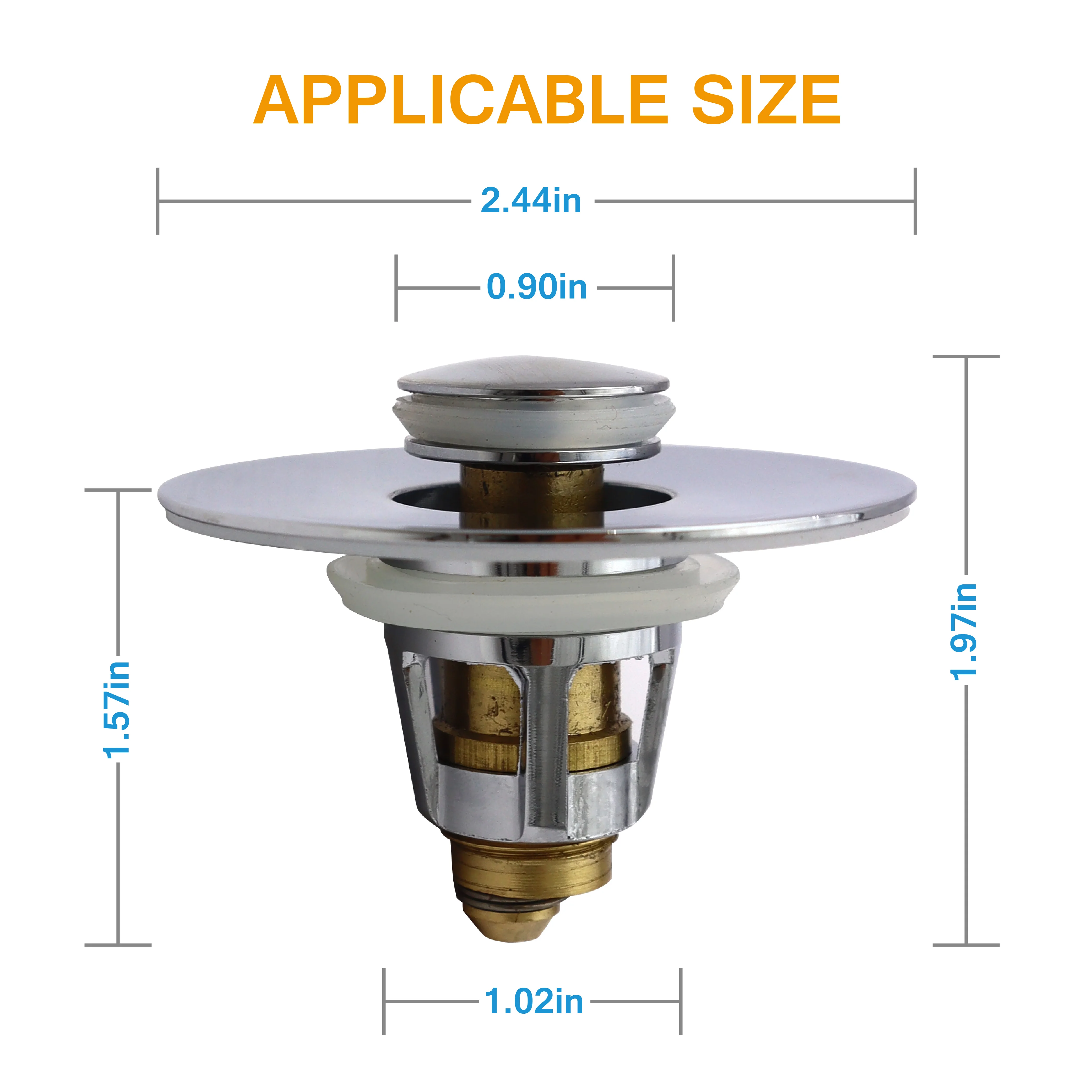 

U.S. Standard UK Universal Bullet Core Push Type Spring Core Converter Bathroom Drain Strainer Bounce Pop Up Sink Plug Stopper