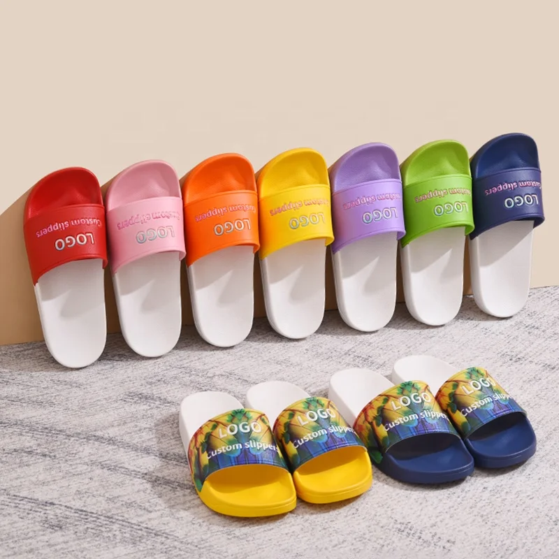 2024 Hot Sale PVC Women's Shower for Slippers Kid's Non-Slip Quick Drying Two-Color Bathroom Sandals Custom Logo for Beach