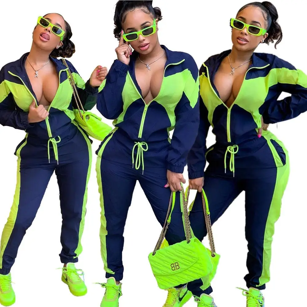 

2020 New design women casual long sleeve zip sweat suits joggers pants sport outfits fitness tracksuit two piece set for women