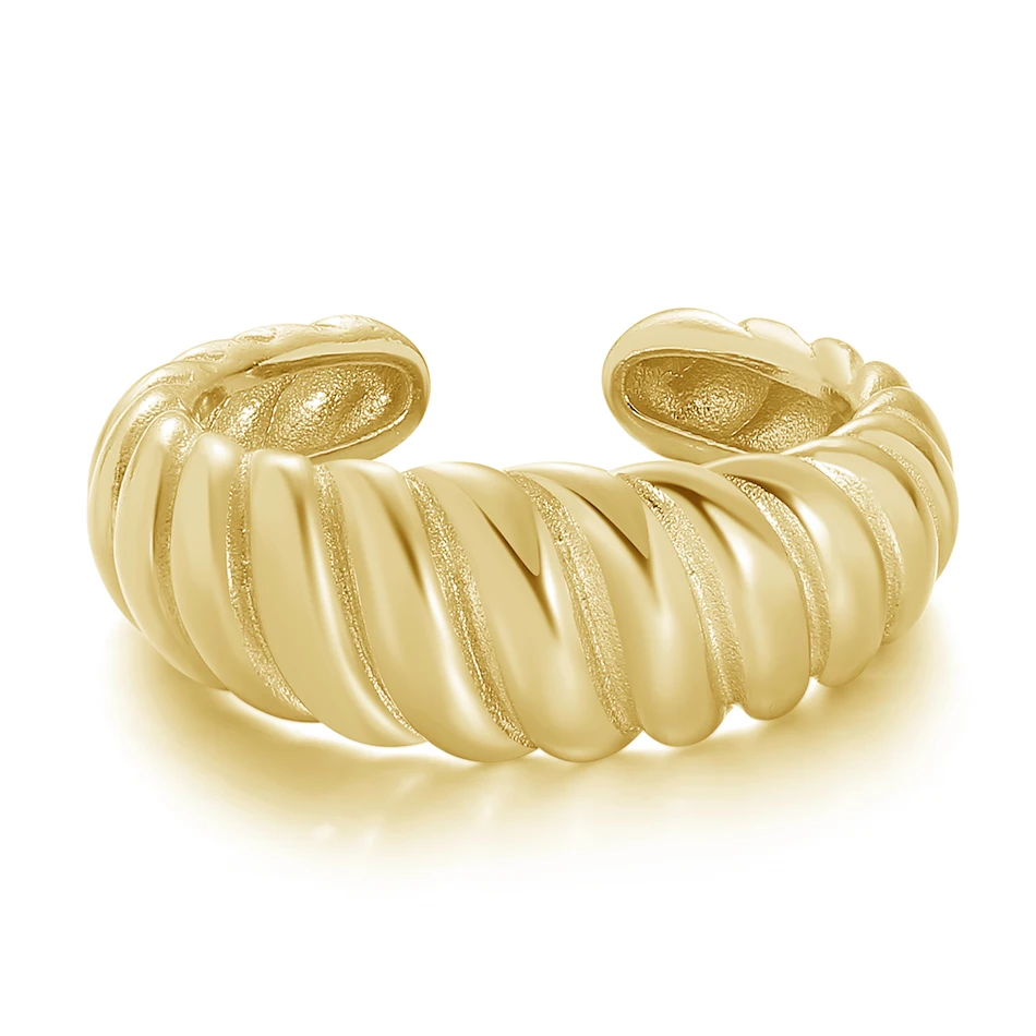

high polish18k gold plated fashion 925 sterling silver unique engagement spiral croissant ring for women wedding