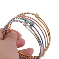 

Stainless Steel Twisted Braided Wire Bracelet Expandable Adjustable Wire Blank Bangle Bracelet for Jewelry Making 5 colors