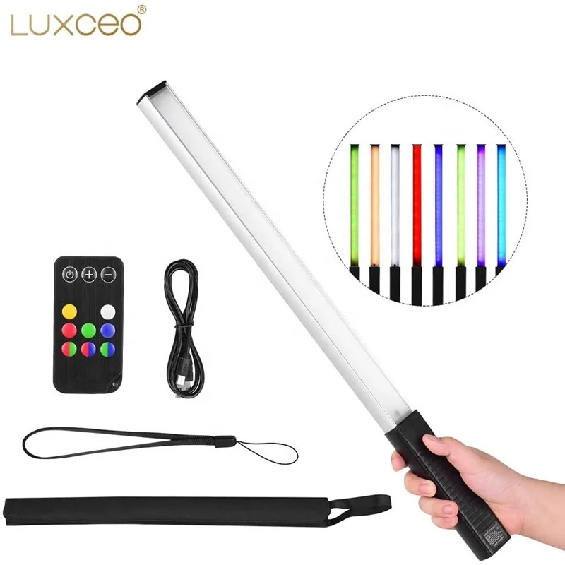 

Remote contol RGB 1000lm Aluminum shell Tube Handheld LED Photography Light LUXCEO Q508A 12 brightness 8 colors Video Light Wand