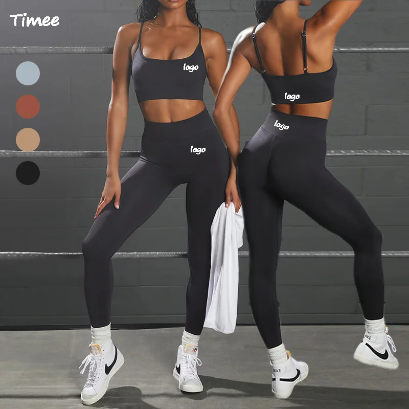 

seamless two piece active wear bra and scrunch butt legging sexy workout sets for women