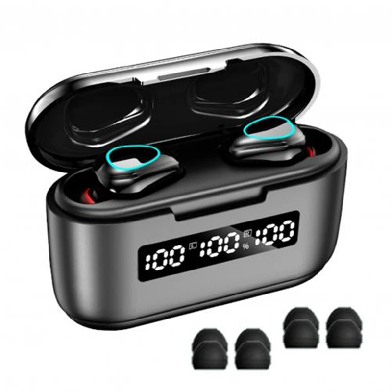 

top selling products 2021 G40 TWS Wireless Earphones LED Three-Screen Display headphones with microphone usb Earbuds, Black white