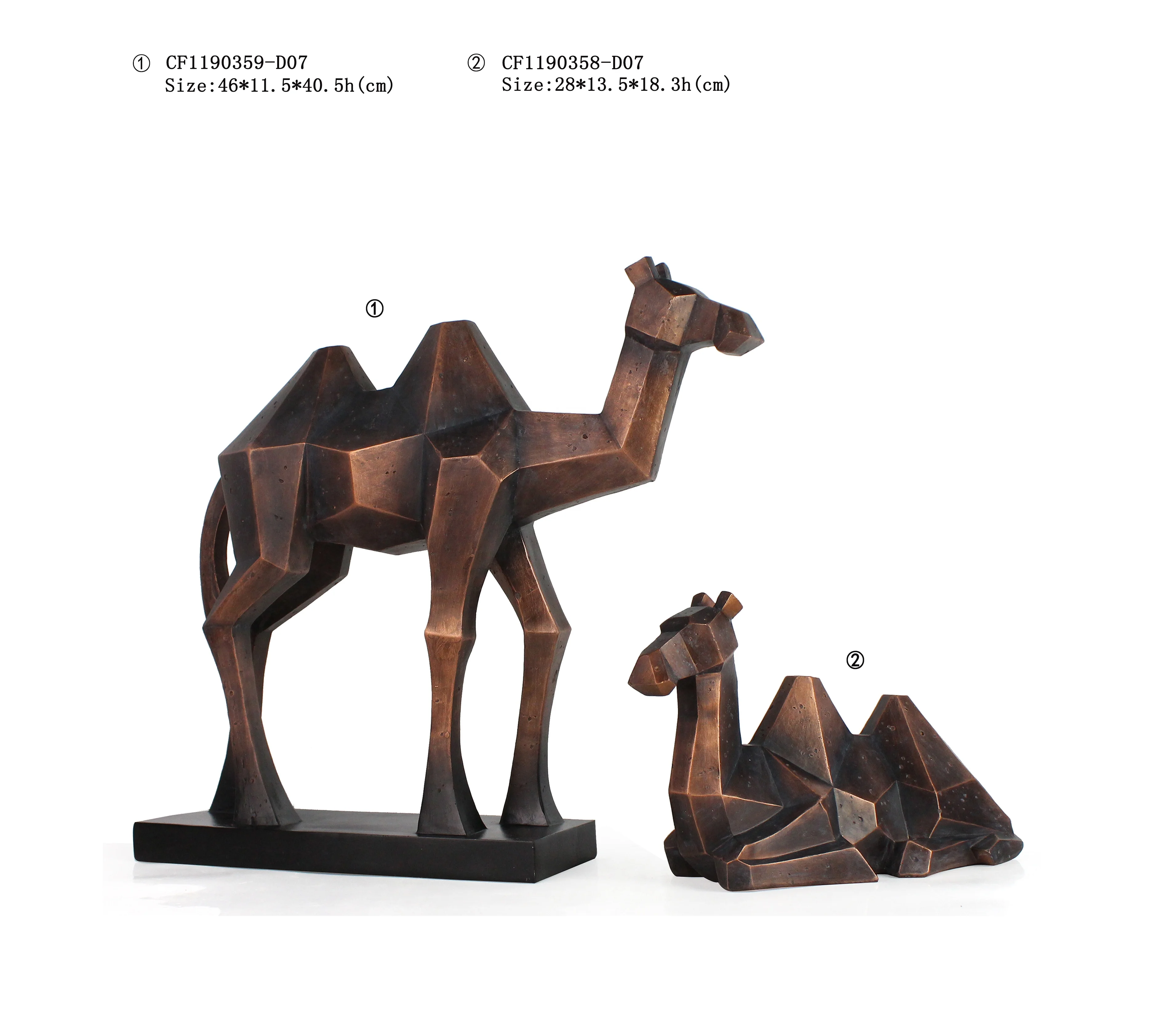 Wholesales Decorative Resin Animal Black Gold Camel Statue For Indoor Home Decor factory