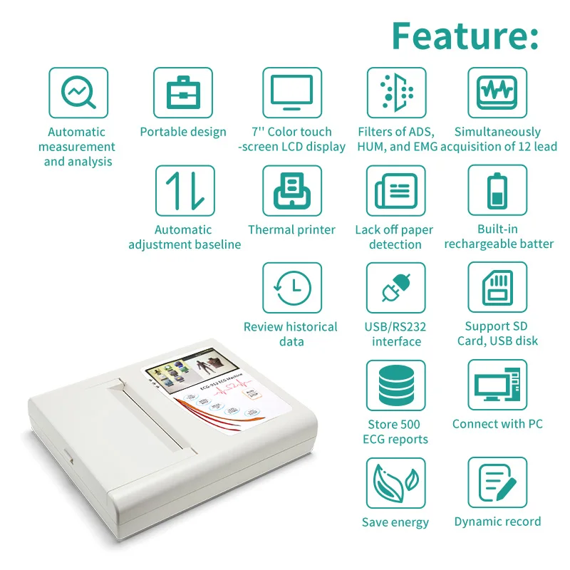 product portable wireless  cheap electrocardiograph ecg workstation eletrocardiograma electrocardiogram machine-62