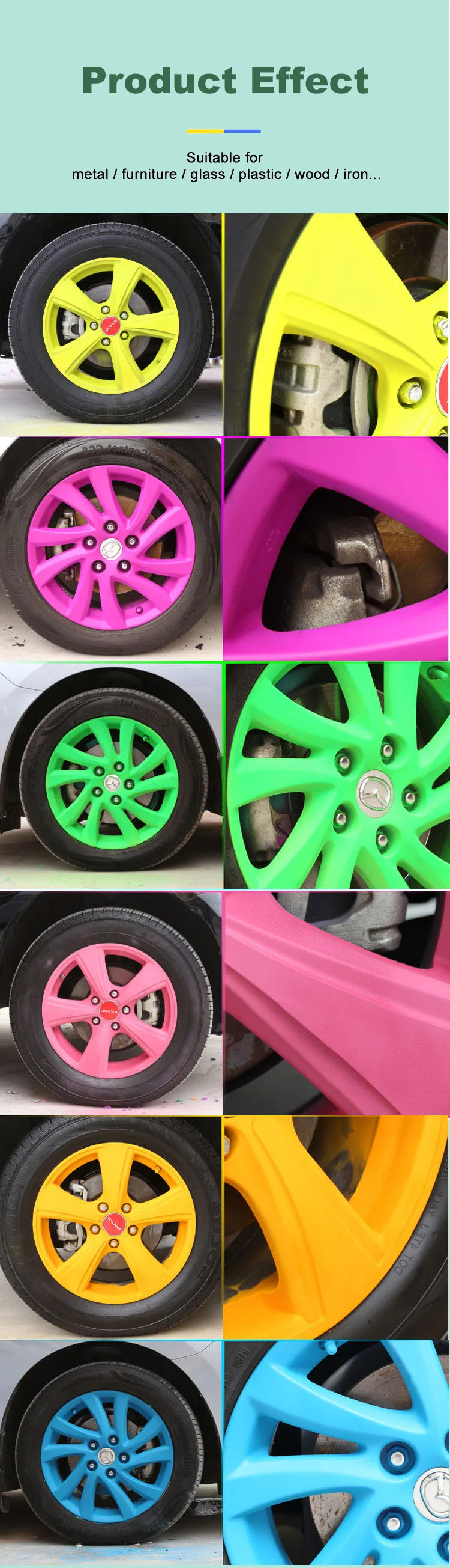 Aeropak 400ml Fluorescent Rubber Paint for wheel and car