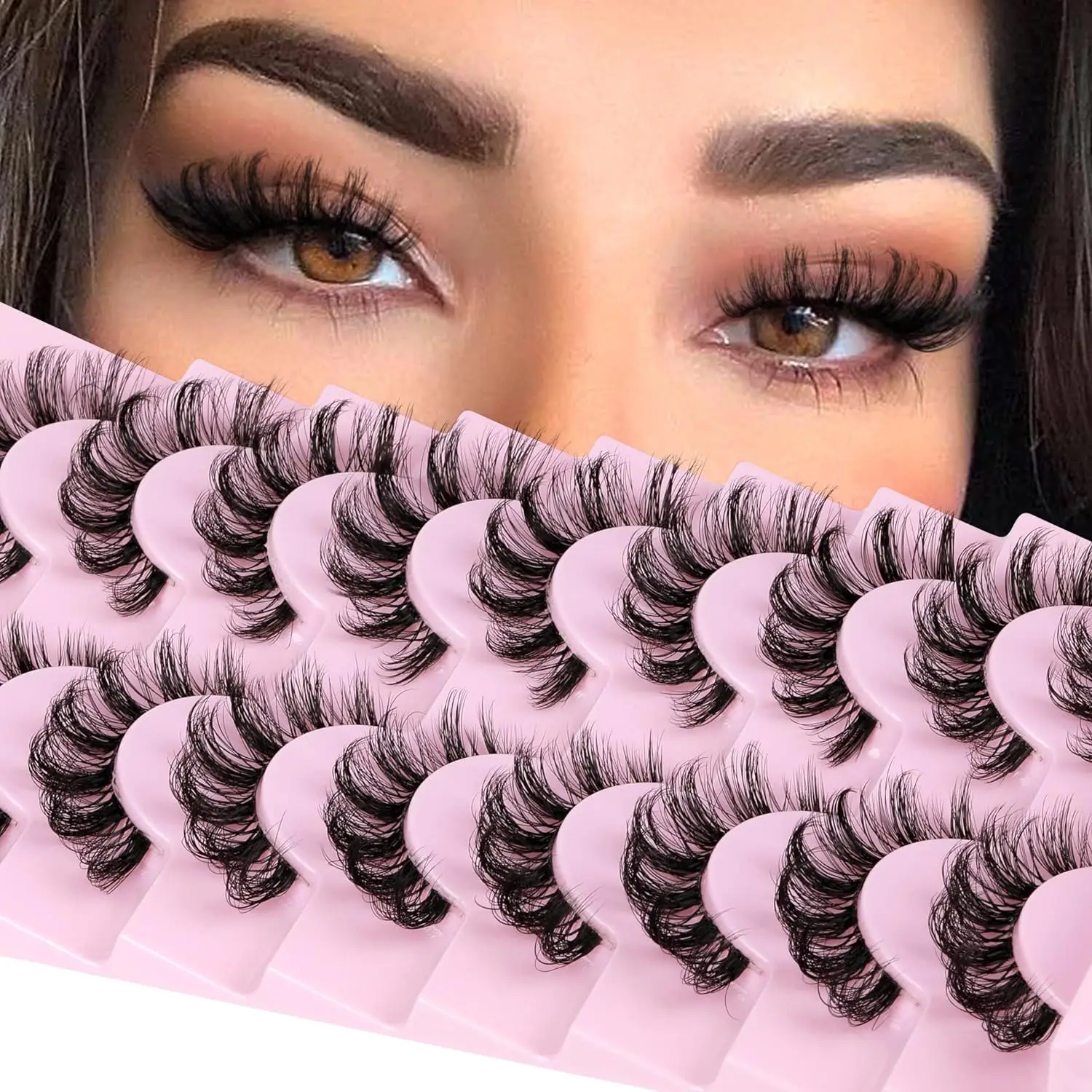 Reusable Natural J M Roll Strip Mink False Eyelashes Fox Eye Full Strip Eyelashes 3d Faux Mink Lashes Tray Private Label