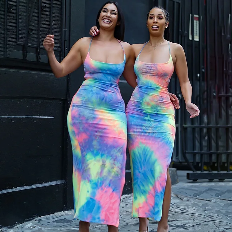CAD1734089 summer 2019 new fashion style women plus size tie dye maxi dress