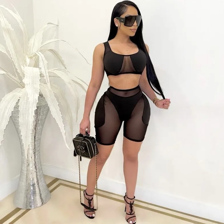 

Contrast Color Patchwork Ladies Short Pants Fashion Outfits Shorts Sets For Women Two Piece Set, Orange,black,blue