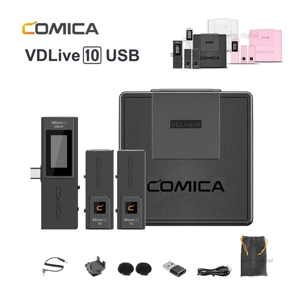 

COMICA VDLive10 Versatile 2.4G Wireless USB Microphone Dual Channel Conference Stereo Mode Mic for Smartphone Camera DSLR