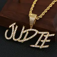 

Hip Hop Jewelry Bling CZ zircon Iced Out mens Custom Name Letters Pendant Necklaces Bubble Letter Necklace