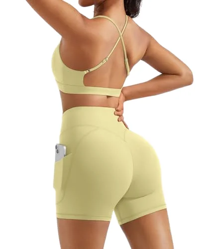 2-Piece Setwith Side Pockets High Elasticity Yoga Set