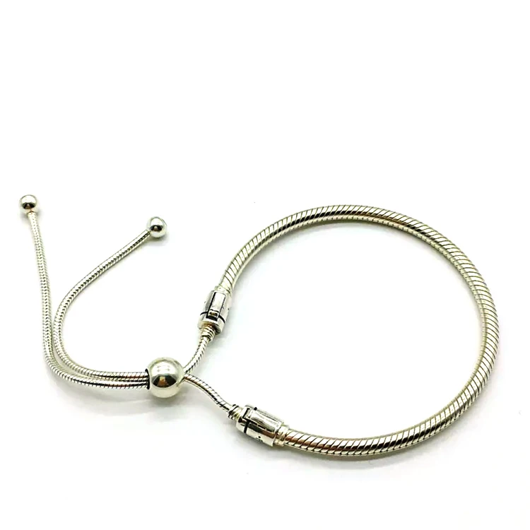 

Wholesale Real 925 Sterling Silver Bracelet Romantic Engraved Charm Bracelets For Women DIY Fashion Lovers Jewelry