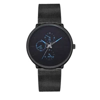 

Hot Product Vogue Three Eyes Mesh Strap Men Watch Stylish Black Quartz Wrist Watches For Teenager reloj TW352