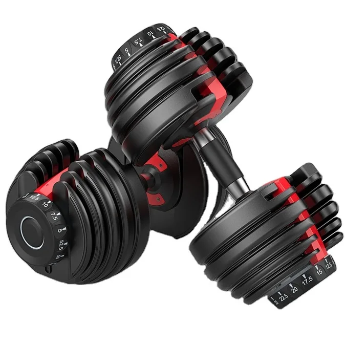 

adjustable dumbbell fitness equipment 40 kg dumbbell set adjustable, Black+red