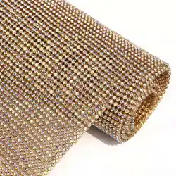45*120CM 3mm fabric diamante rhinestone mesh cryst