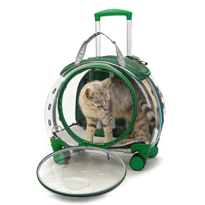 

High quality New luxury breathable transparent pet carrier travel dog travel pet trolley bag with wheels