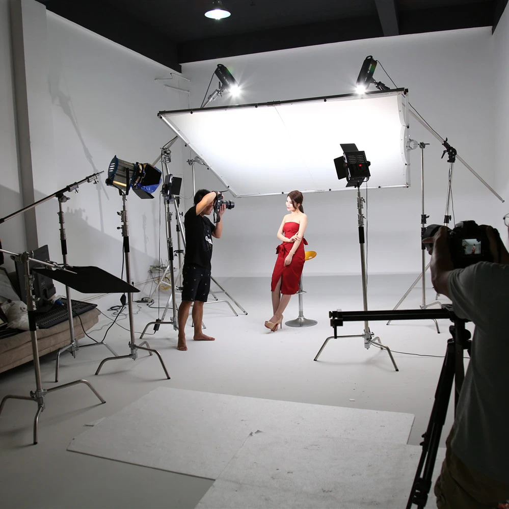 

Light Stand Heavy Duty Magic Leg C Stand Photography Arm Crossbar 40 Inch Large Stainless Steel Fast Folding 320CM, Silver