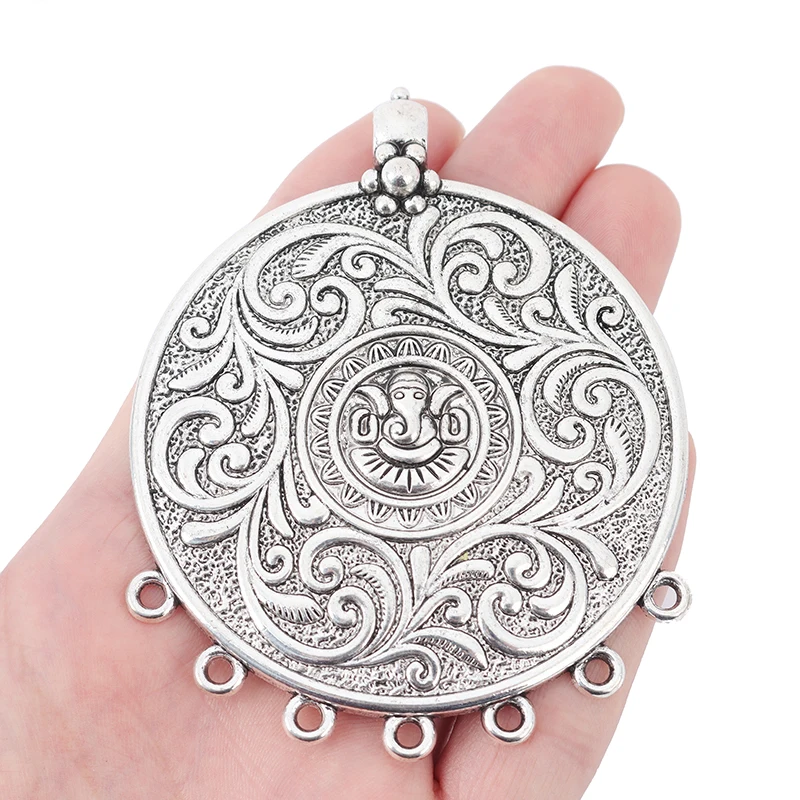 

Antique Silver Large Tribal Boho 7 Bailors Round Connectors Pendants for Necklace Jewelry Making