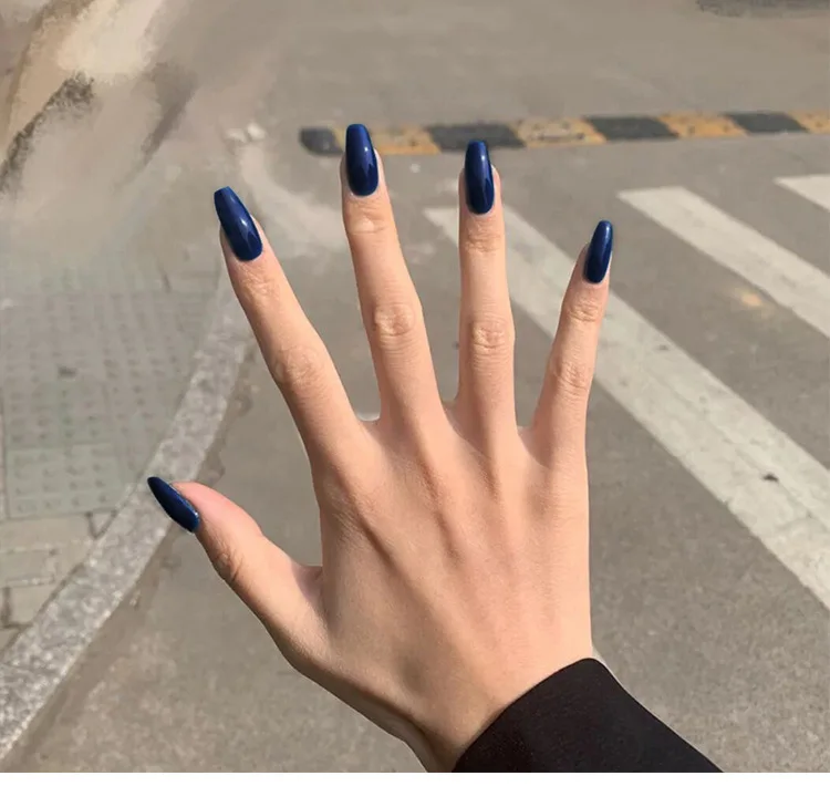 

Factory direct Solid Color Ballet Coffin short fake nails shiny uv polish nail art design press on nails