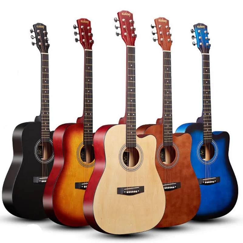 

41" Colorful Cutaway Acoustic Folk Guitar for sale, Natural/ dark blue/black/sunset/coffee